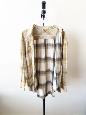 Free People Yellow Flannel Shirt Size S